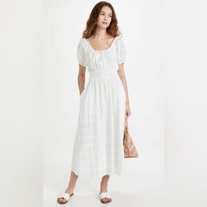 MADEWELL Sophia Midi Dress in Seersucker Check, White, Sz Large